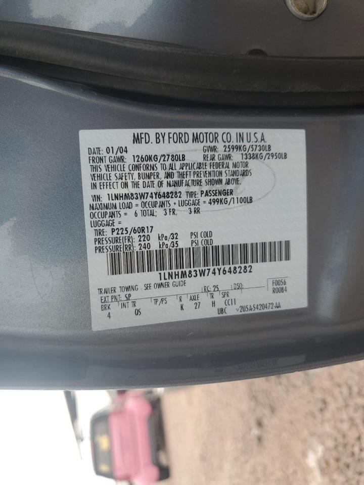 2004 Lincoln Town Car Ultimate VIN: 1LNHM83W74Y648282 Lot: 81128805