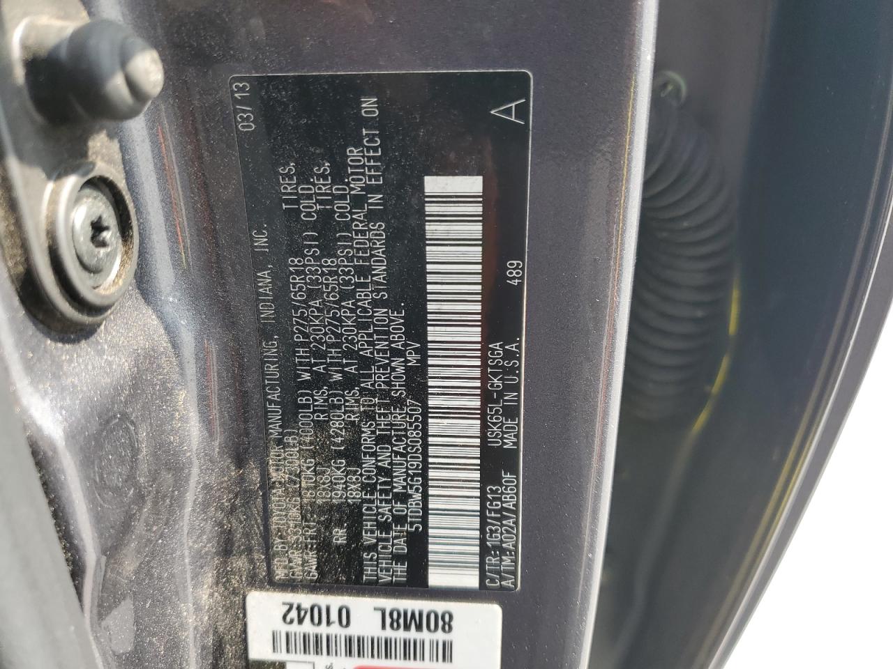 2013 Toyota Sequoia Sr5 VIN: 5TDBW5G19DS085507 Lot: 56496845