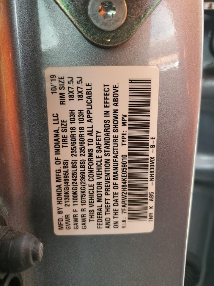 2019 Honda Cr-V Exl VIN: 7FARW2H84KE05010 Lot: 57049655