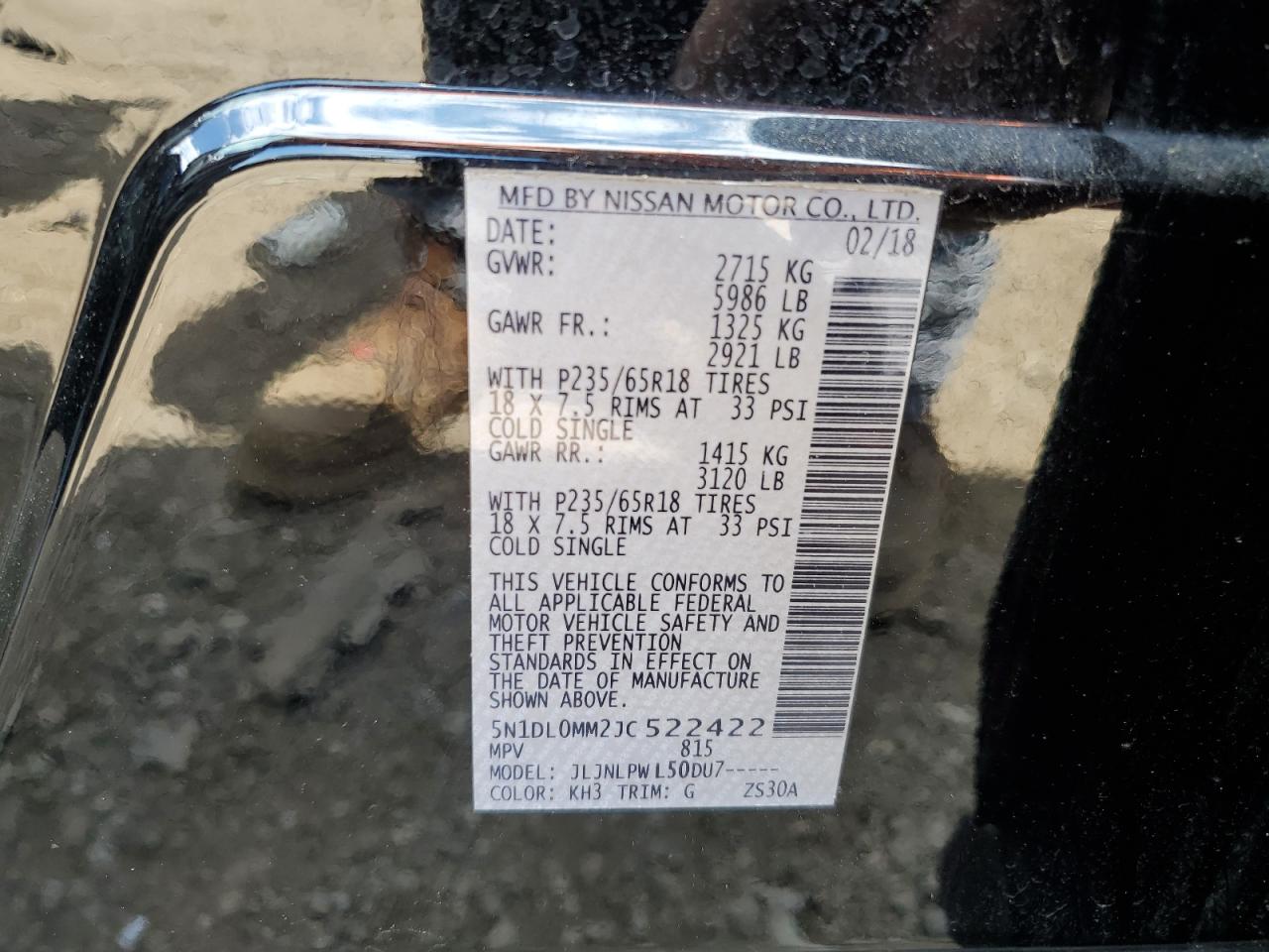 2018 Infiniti Qx60 VIN: 5N1DL0MM2JC522422 Lot: 56036625