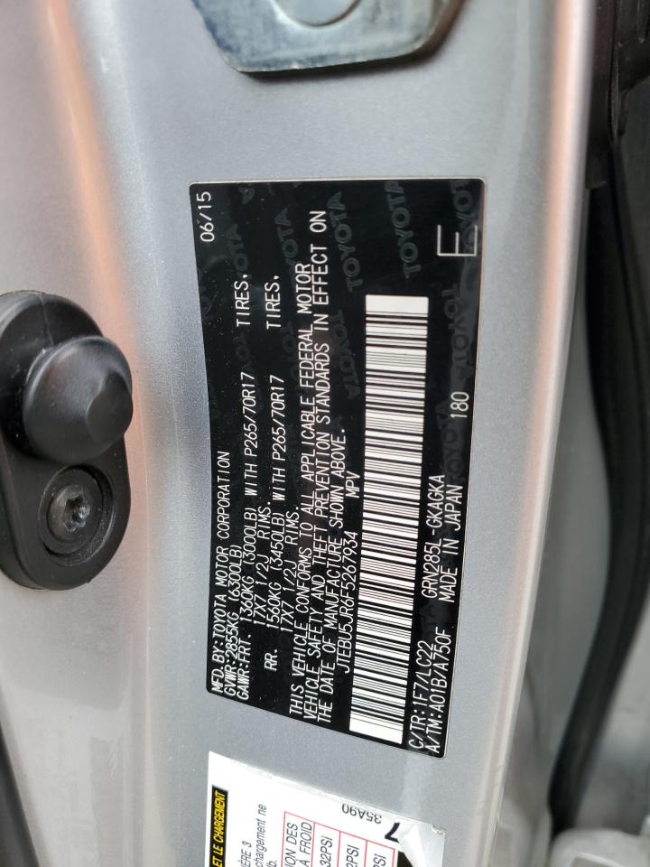 2015 Toyota 4Runner Sr5/Sr5 Premium VIN: JTEBU5JR6F5267934 Lot: 58977695