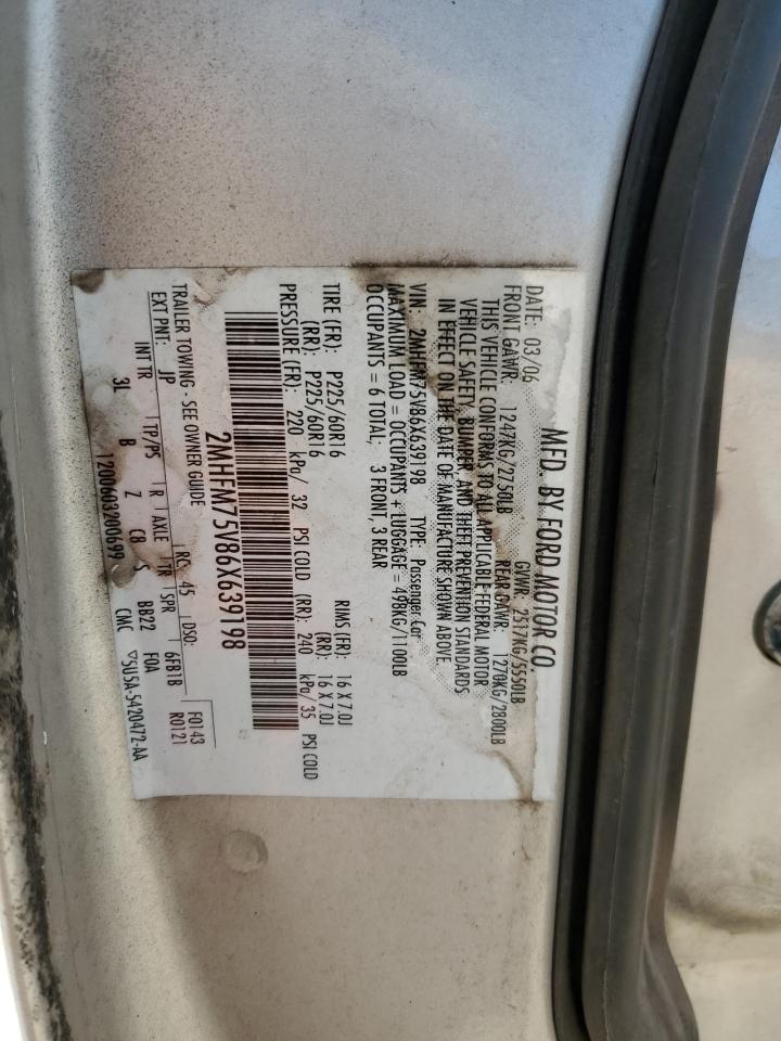 2006 Mercury Grand Marquis Ls VIN: 2MHFM75V86X639198 Lot: 56764755