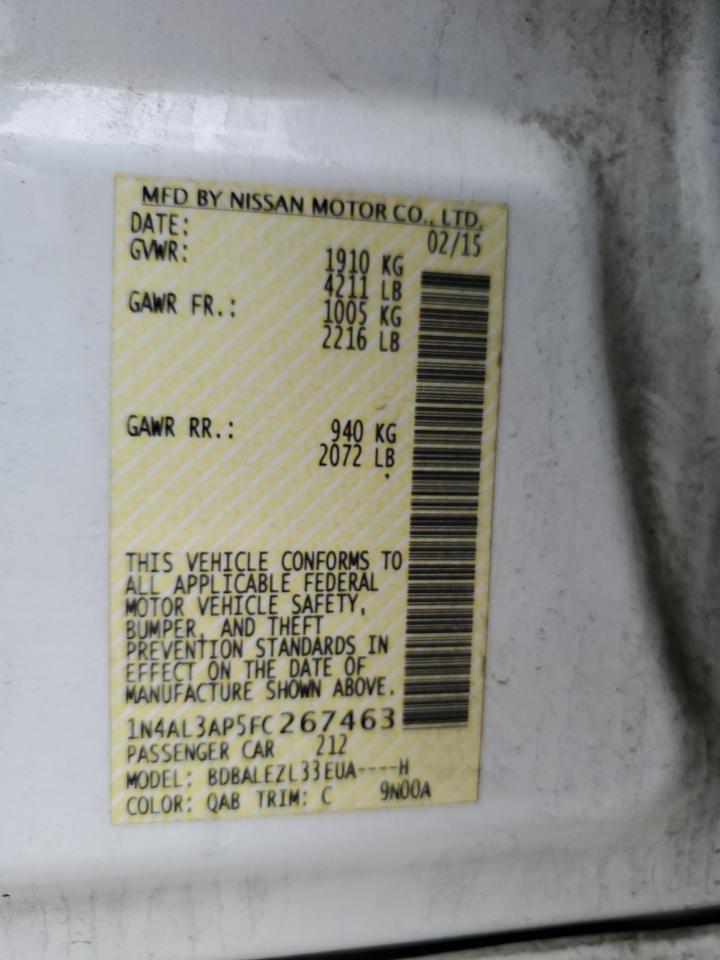 2015 Nissan Altima 2.5 VIN: 1N4AL3AP5FC267463 Lot: 56839625