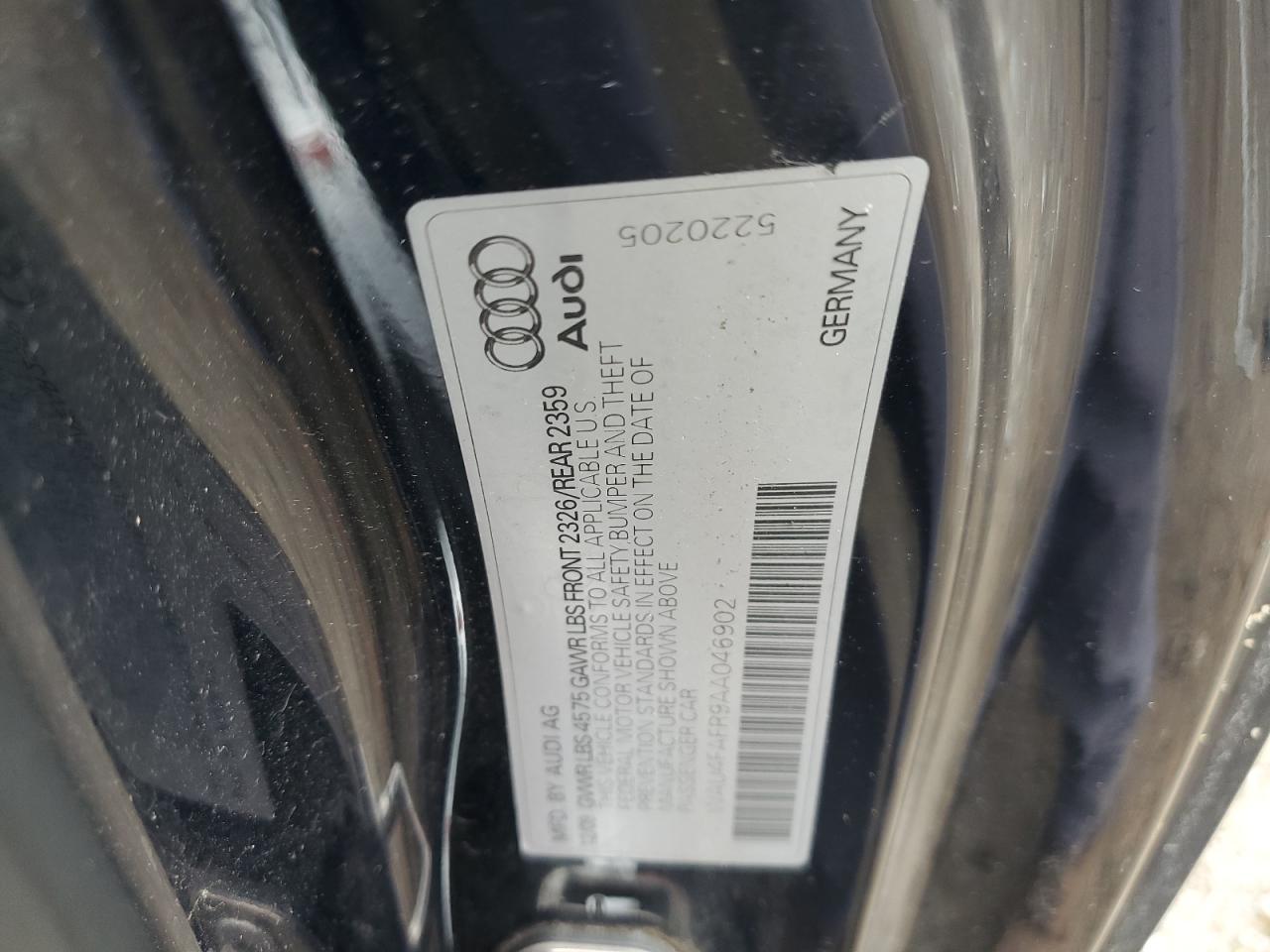 2010 Audi A5 Prestige VIN: WAU4FAFR9AA046902 Lot: 58816605