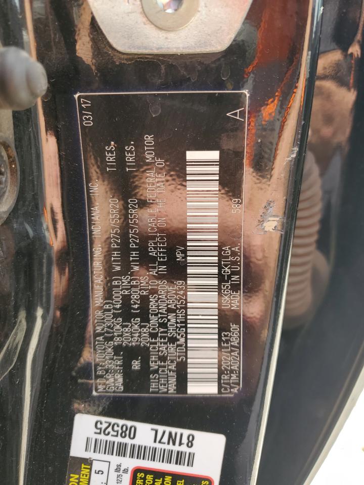 2017 Toyota Sequoia Limited VIN: 5TDJW5G11HS152439 Lot: 55928975