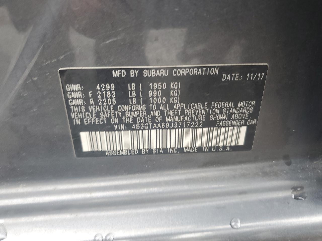 2018 Subaru Impreza VIN: 4S3GTAA69J3717222 Lot: 57063405