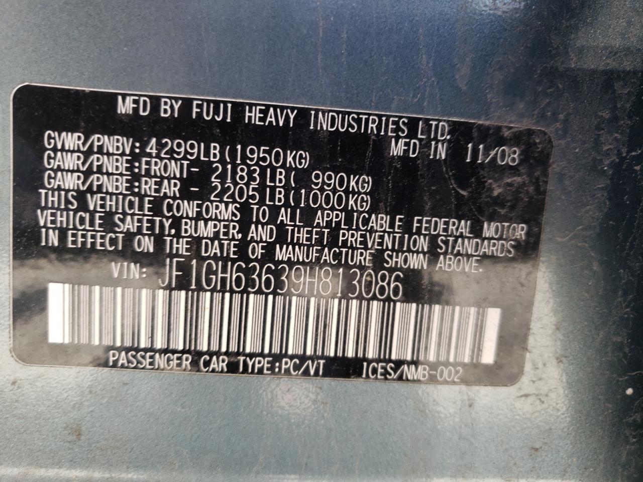 2009 Subaru Impreza Outback Sport VIN: JF1GH63639H813086 Lot: 56858705