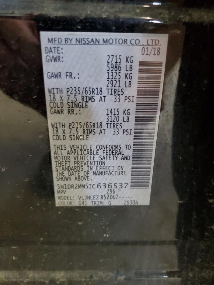 2018 Nissan Pathfinder S VIN: 5N1DR2MM5JC636537 Lot: 56322105