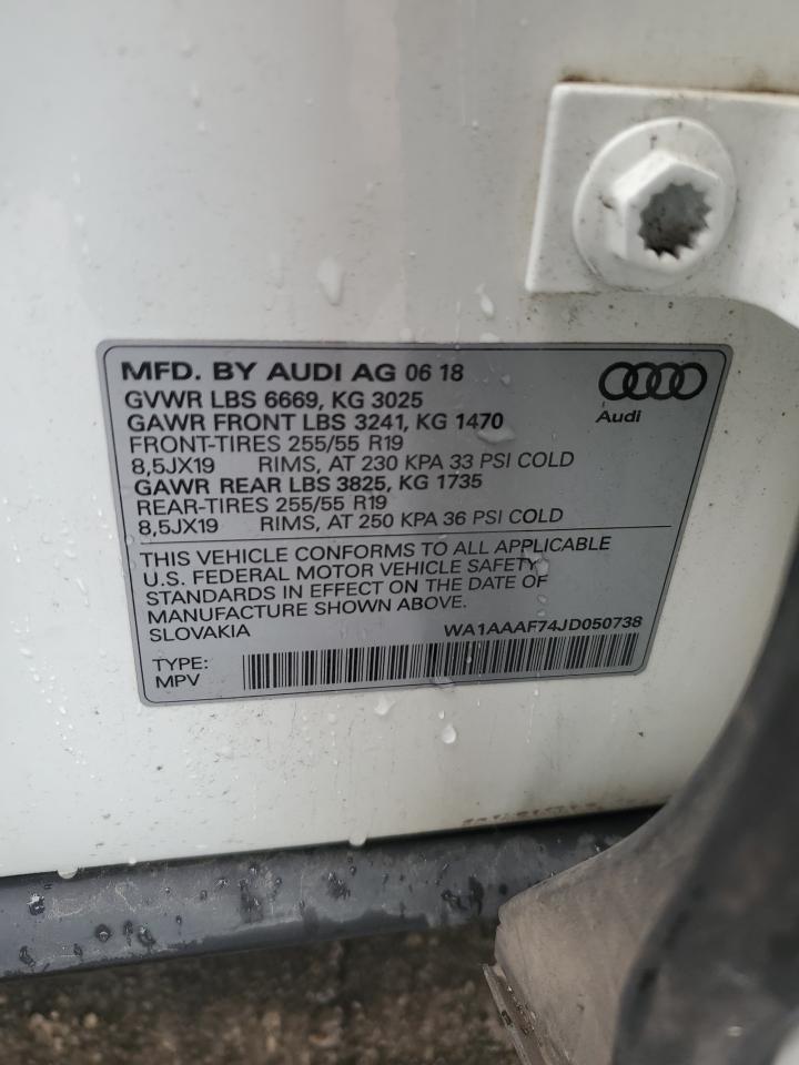 2018 Audi Q7 Premium VIN: WA1AAAF74JD050738 Lot: 56587355
