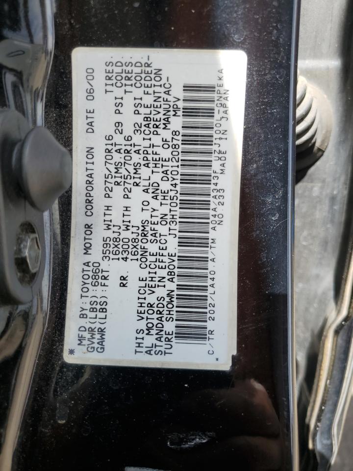 2000 Toyota Land Cruiser VIN: JT3HT05J4Y0120878 Lot: 56771685