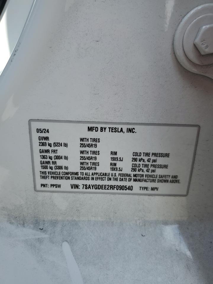 2024 Tesla Model Y VIN: 7SAYGDEE2RF090540 Lot: 56684505
