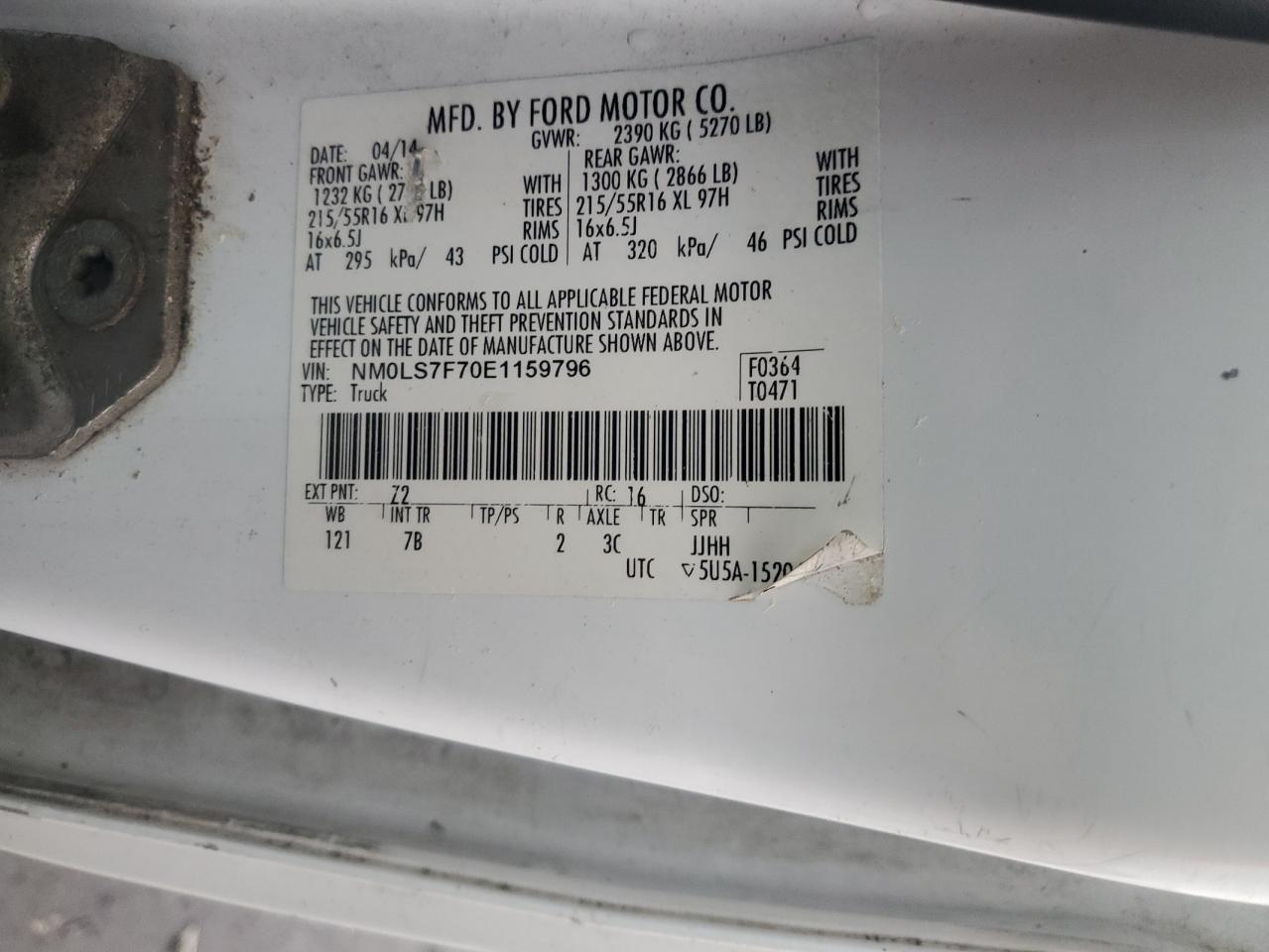2014 Ford Transit Connect Xlt VIN: NM0LS7F70E1159796 Lot: 56756485