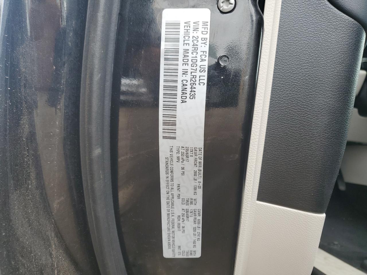 2020 Chrysler Voyager Lxi VIN: 2C4RC1DG7LR264435 Lot: 58018955