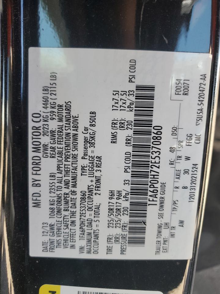 2014 Ford Fusion Se VIN: 1FA6P0H72E5370860 Lot: 56398115