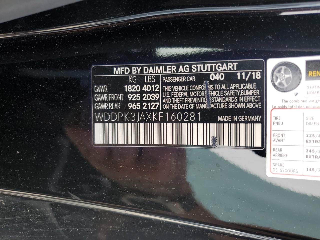 2019 Mercedes-Benz Slc 300 VIN: WDDPK3JAXKF160281 Lot: 54115215
