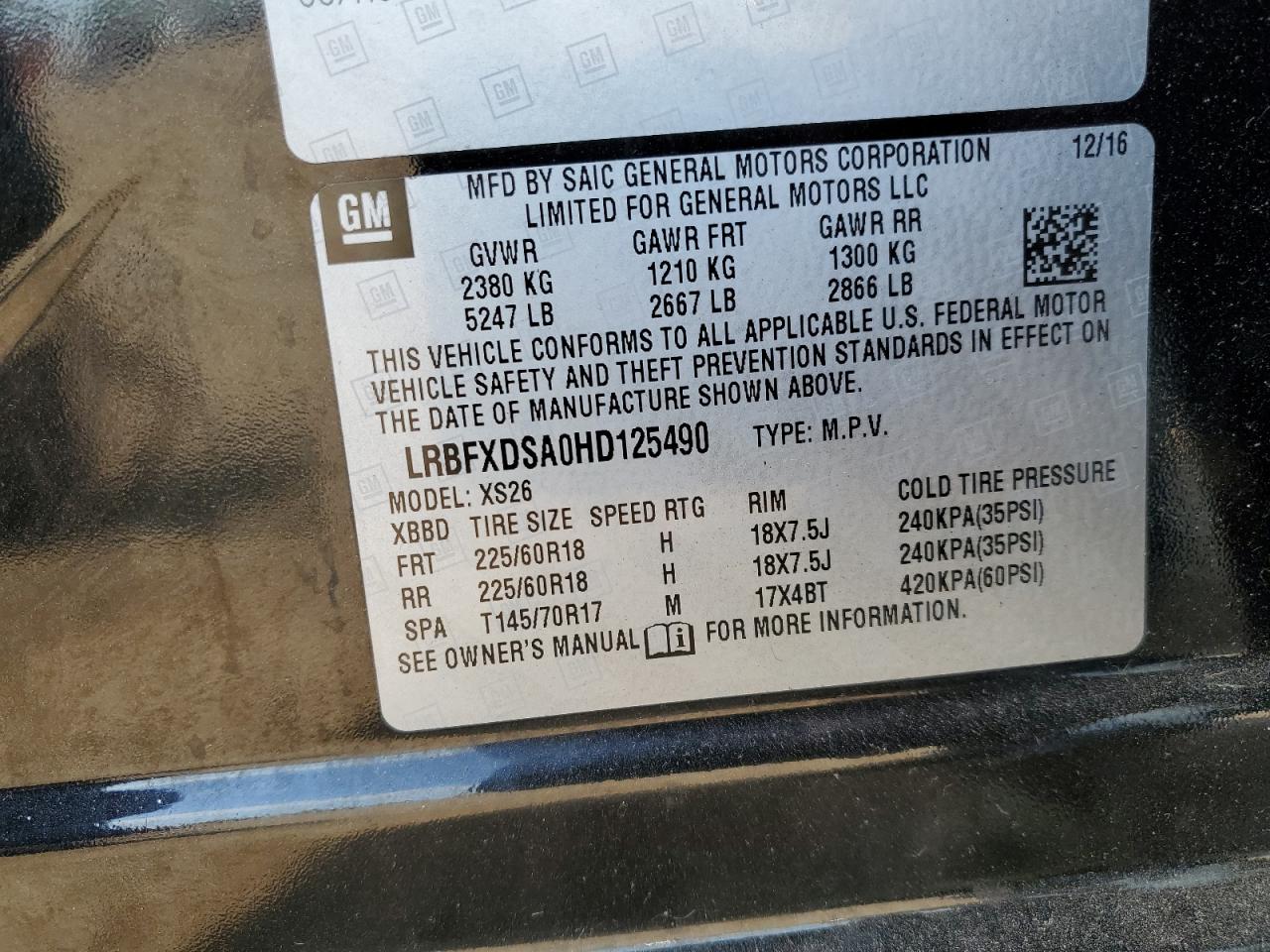 2017 Buick Envision Essence VIN: LRBFXDSA0HD125490 Lot: 56341615