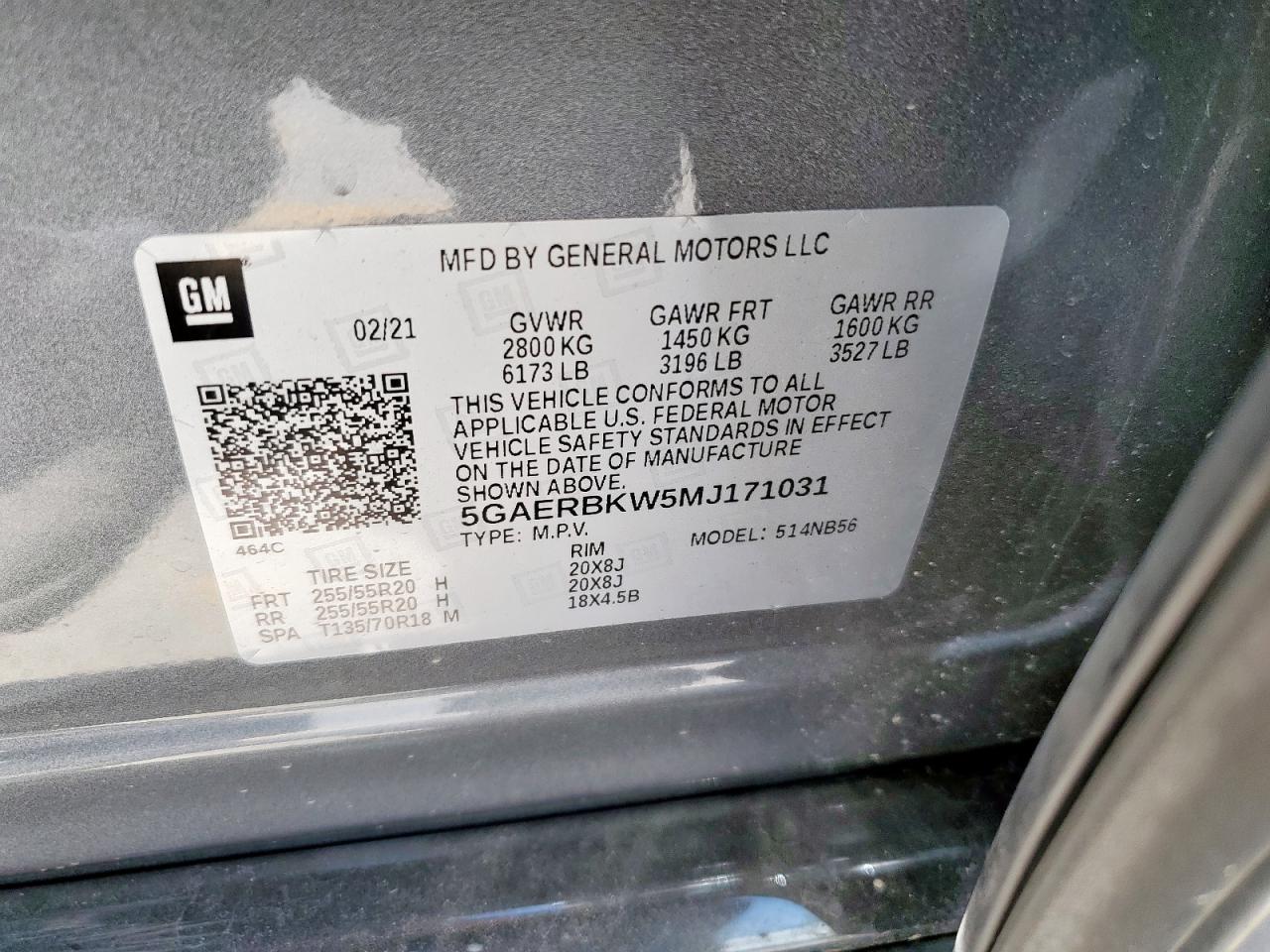 2021 Buick Enclave Essence VIN: 5GAERBKW5MJ171031 Lot: 56537775