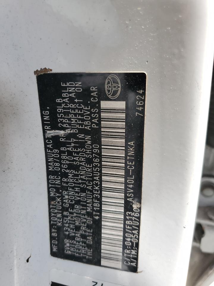 2010 Toyota Camry Base VIN: 4T1BF3EK3AU536790 Lot: 56801785