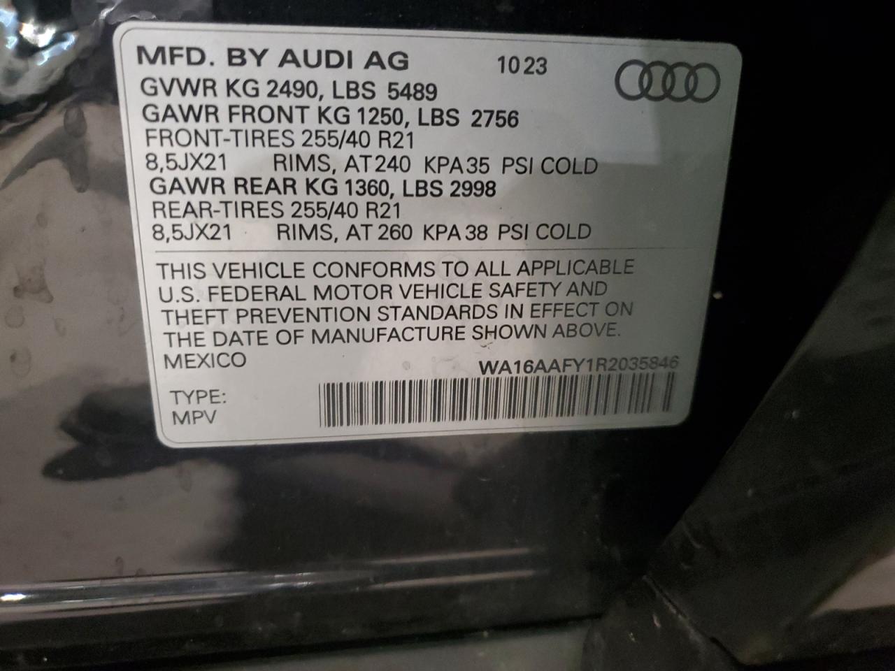 2024 Audi Q5 Sportback Prestige 45 VIN: WA16AAFY1R2035846 Lot: 56561145