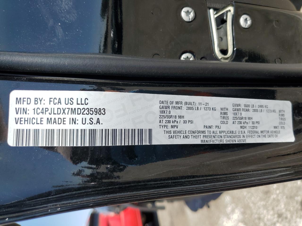 2021 Jeep Cherokee Limited VIN: 1C4PJLDX7MD235983 Lot: 56552935