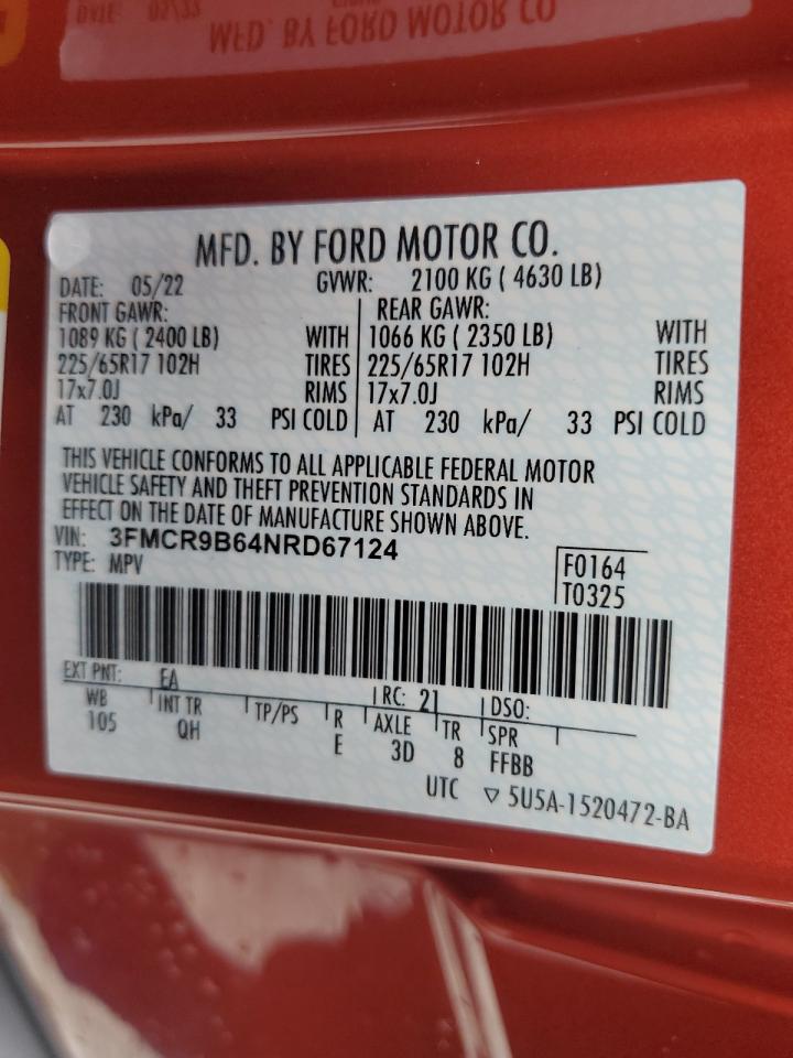 2022 Ford Bronco Sport Big Bend VIN: 3FMCR9B64NRD67124 Lot: 56796715