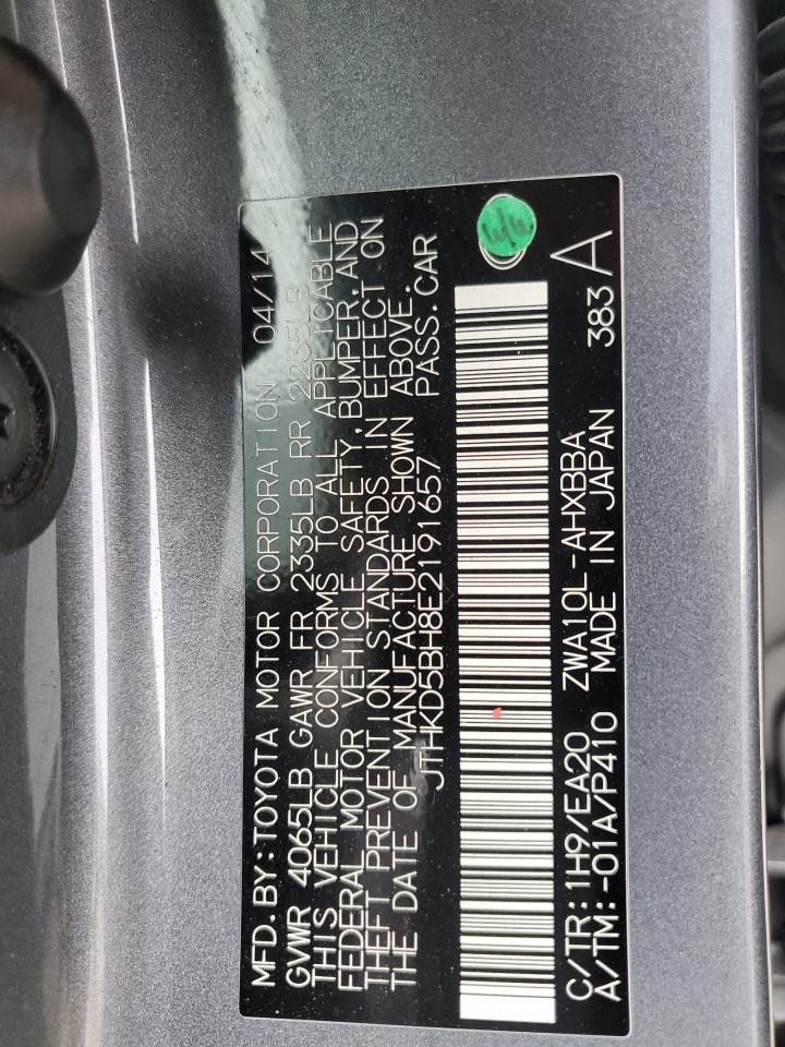 2014 Lexus Ct 200 VIN: JTHKD5BH8E2191657 Lot: 55499005