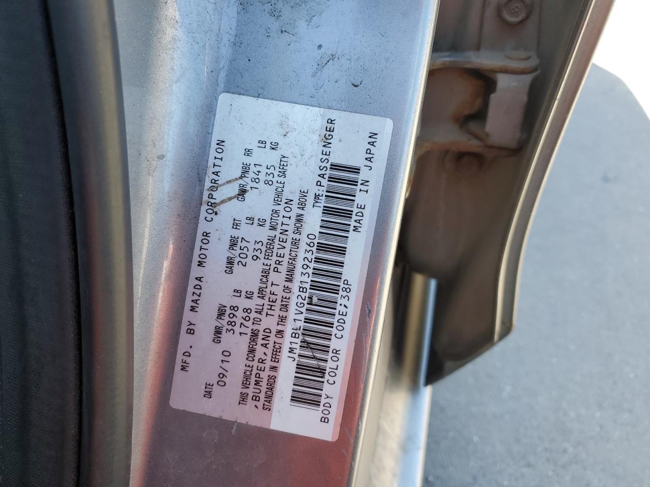 2011 Mazda 3 I VIN: JM1BL1VG2B1392360 Lot: 55416695