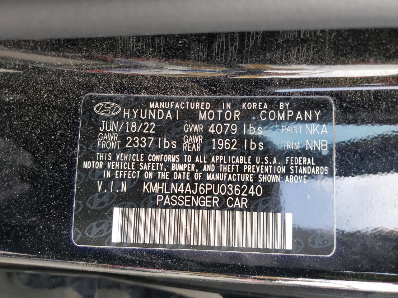 2023 Hyundai Elantra Limited VIN: KMHLN4AJ6PU036240 Lot: 56197355