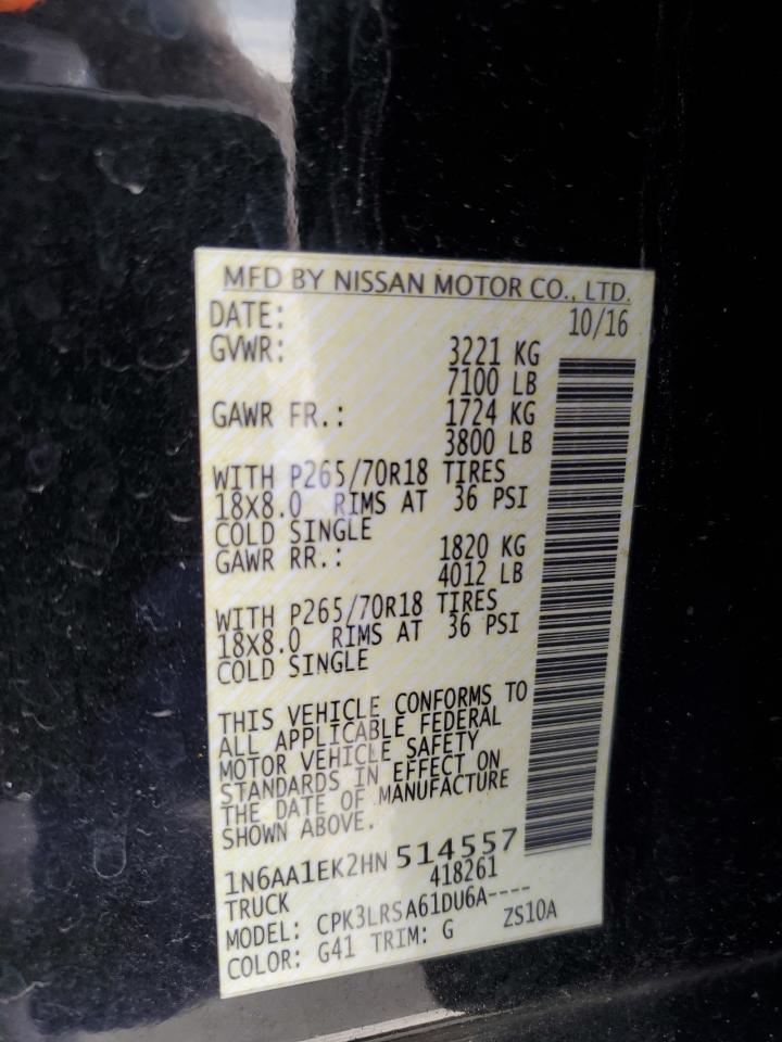 1N6AA1EK2HN514557 NISSAN TITAN 2017