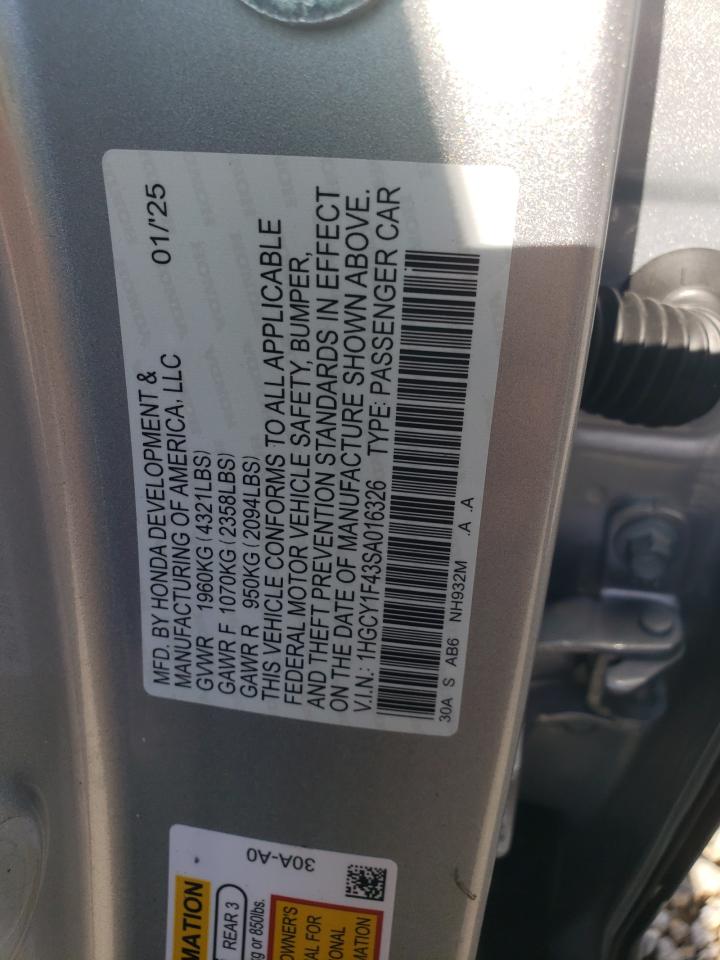 2025 Honda Accord Se VIN: 1HGCY1F43SA016326 Lot: 56361375