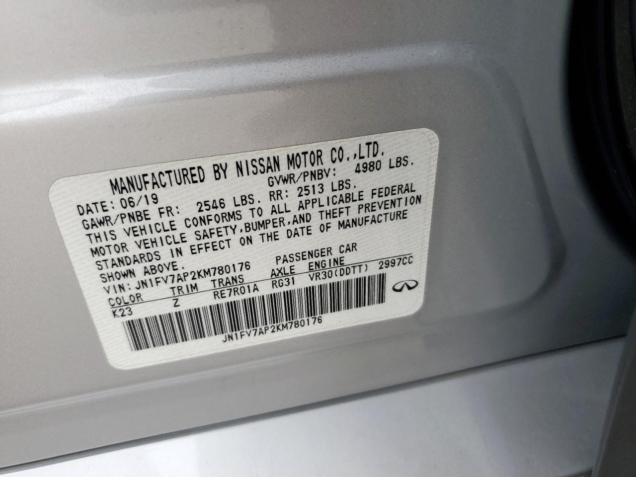 2019 Infiniti Q50 Red Sport 400 VIN: JN1FV7AP2KM780176 Lot: 54741155