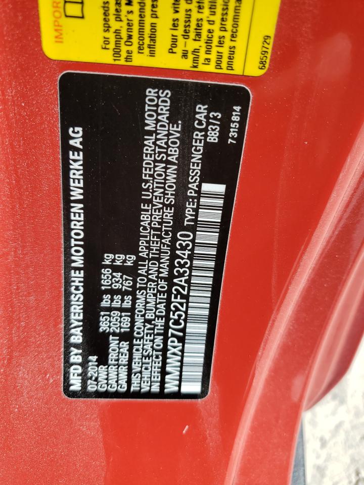 2015 Mini Cooper S VIN: WMWXP7C52F2A33430 Lot: 57074325