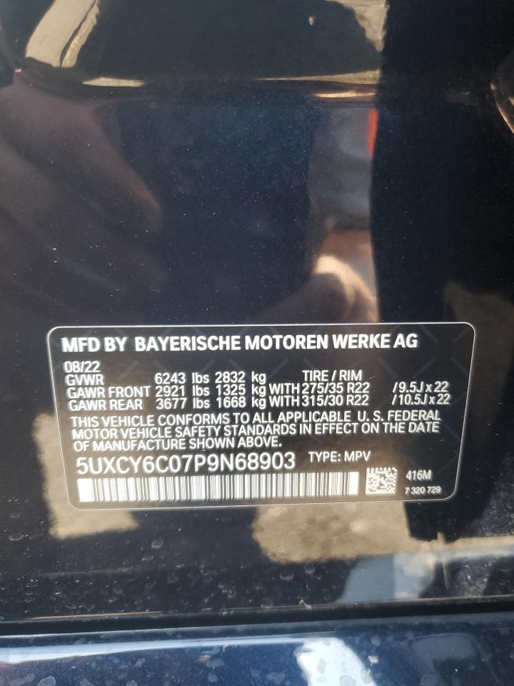 2023 BMW X6 xDrive40I VIN: 5UXCY6C07P9N68903 Lot: 56130635