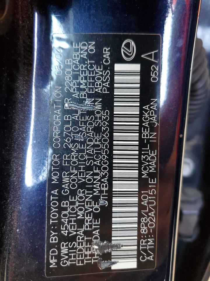 2005 Lexus Es 330 VIN: JTHBA30G955063935 Lot: 56496145