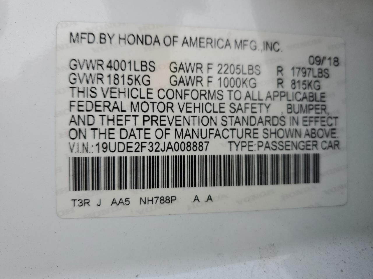 2018 Acura Ilx Base Watch Plus VIN: 19UDE2F32JA008887 Lot: 56738035