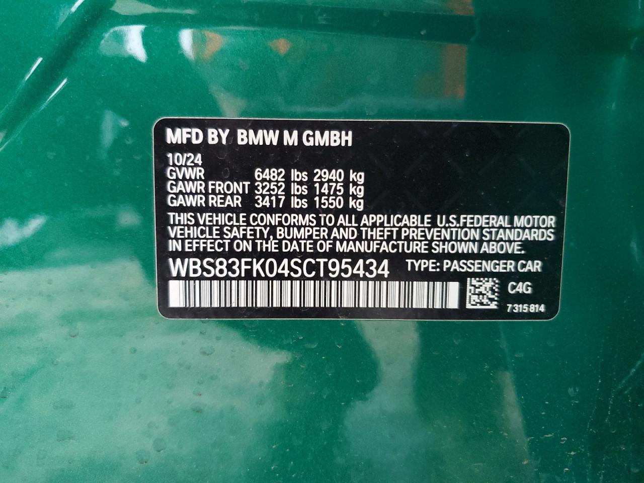 2025 BMW M5 VIN: WBS83FK04SCT95434 Lot: 56969865