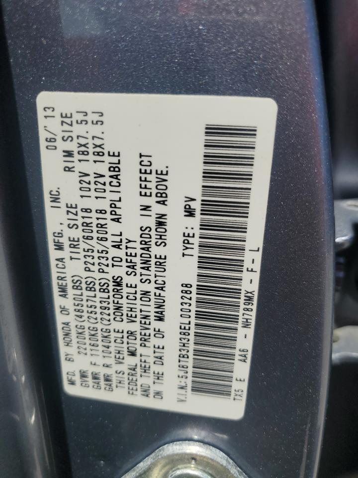2014 Acura Rdx VIN: 5J8TB3H38EL003288 Lot: 56778745