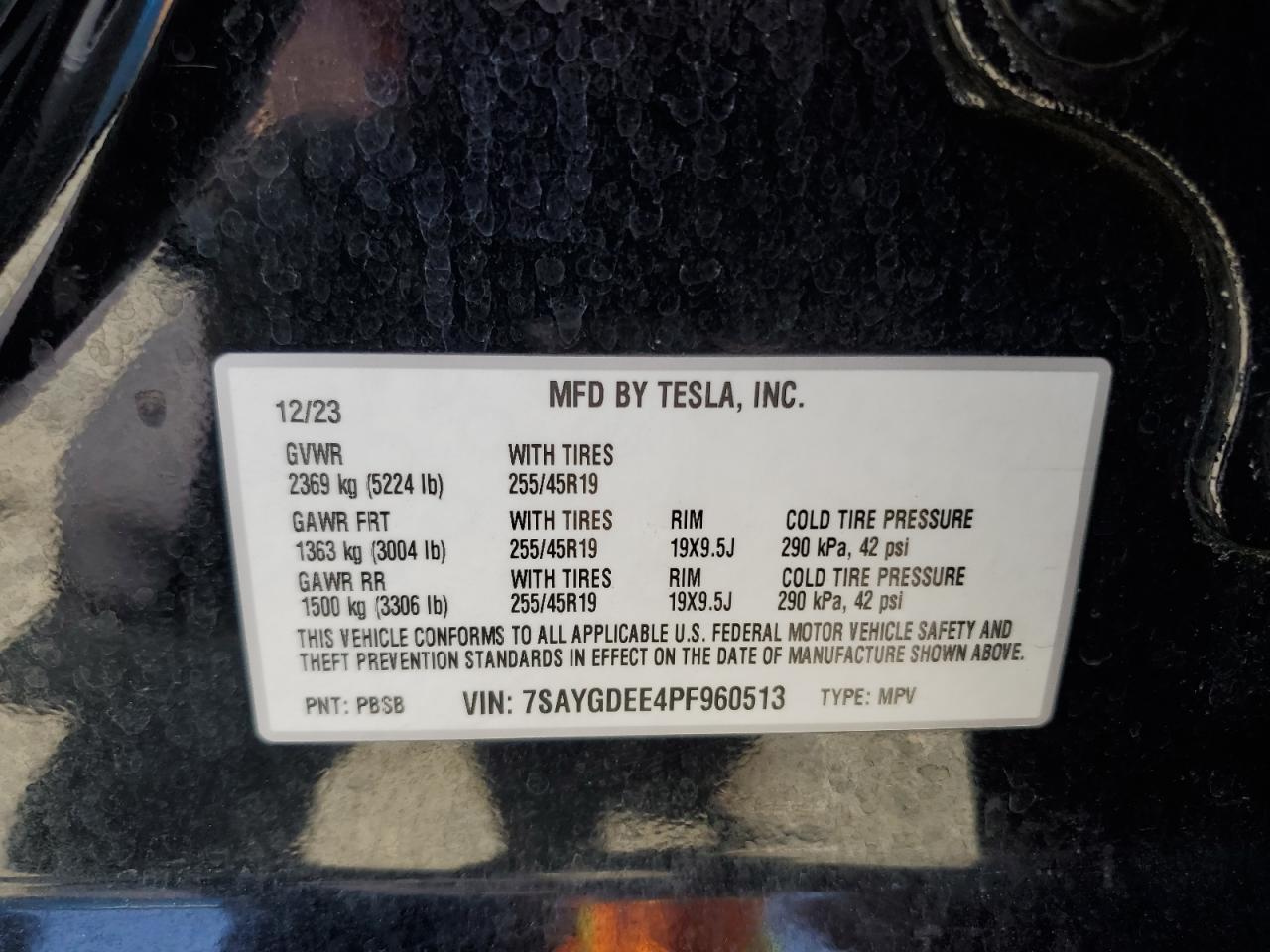 2023 Tesla Model Y VIN: 7SAYGDEE4PF960513 Lot: 57434465
