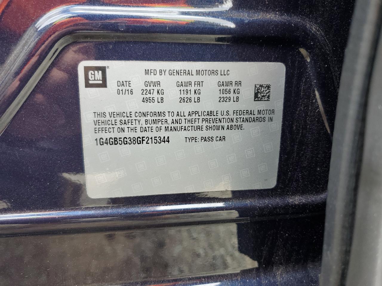1G4GB5G38GF215344 2016 Buick Lacrosse