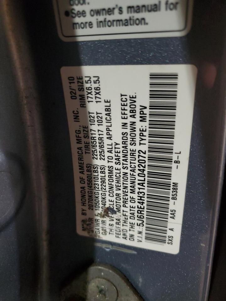 2010 Honda Cr-V Lx VIN: 5J6RE4H31AL042072 Lot: 58086865