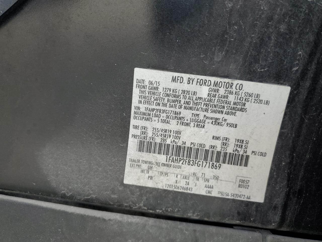 1FAHP2F83FG171869 2015 Ford Taurus Limited