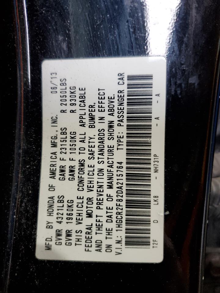 2013 Honda Accord Exl VIN: 1HGCR2F82DA215764 Lot: 56940845