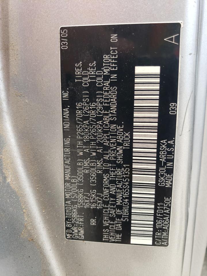 2005 Toyota Tundra Access Cab Sr5 VIN: 5TBRU34165S451351 Lot: 56577705