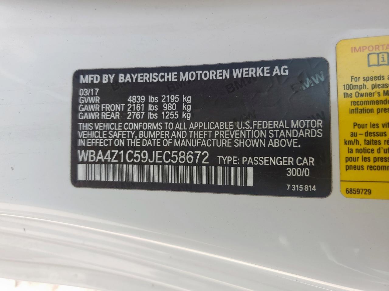 2018 BMW 430I VIN: WBA4Z1C59JEC58672 Lot: 56605435