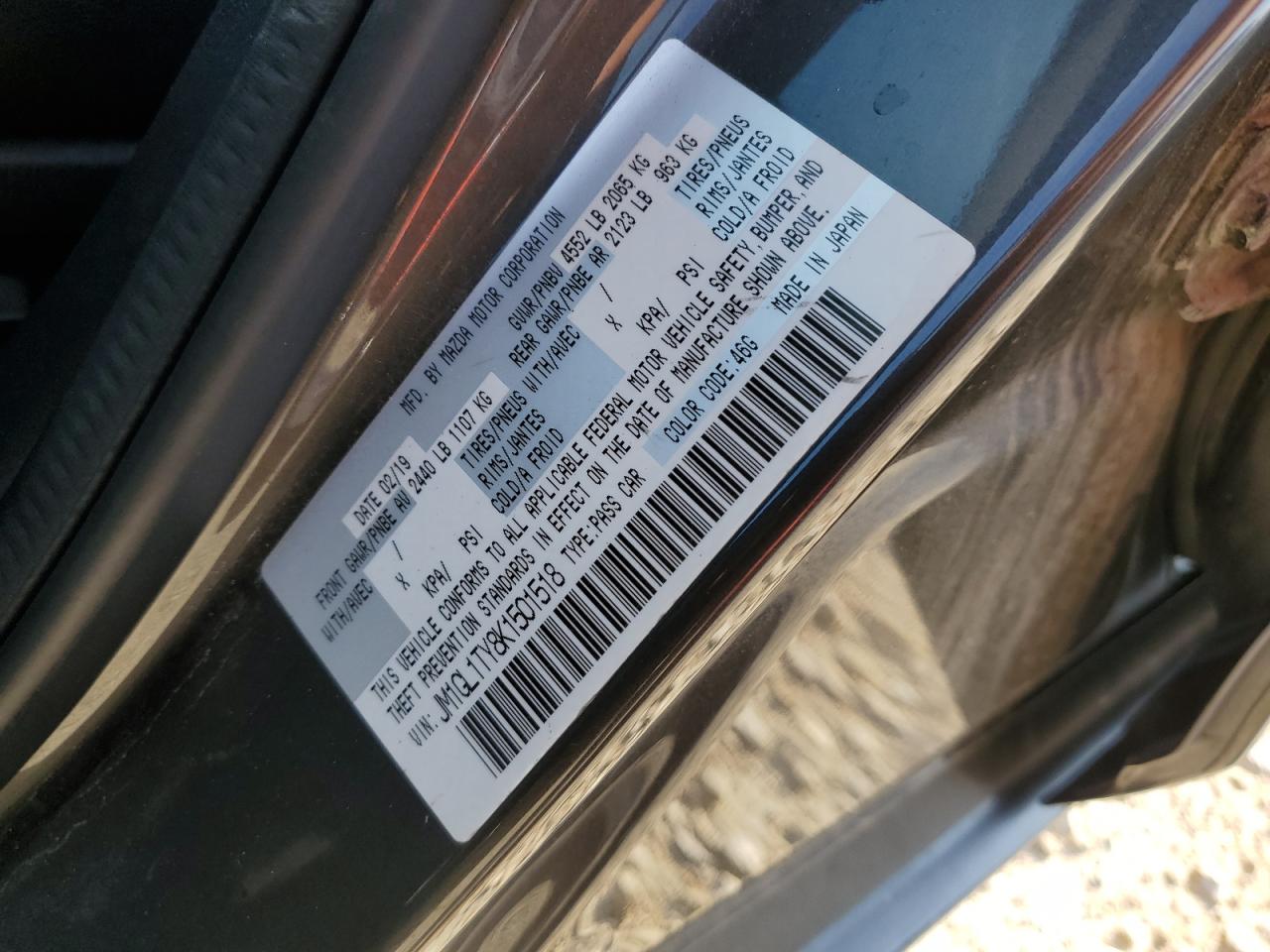 2019 Mazda 6 Grand Touring VIN: JM1GL1TY8K1501518 Lot: 55022165