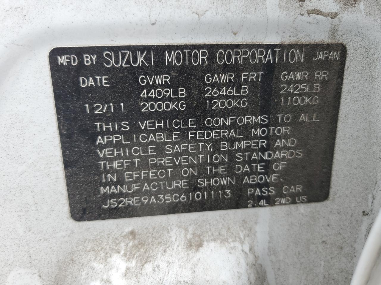 2012 Suzuki Kizashi Se VIN: JS2RE9A35C6101113 Lot: 55964395