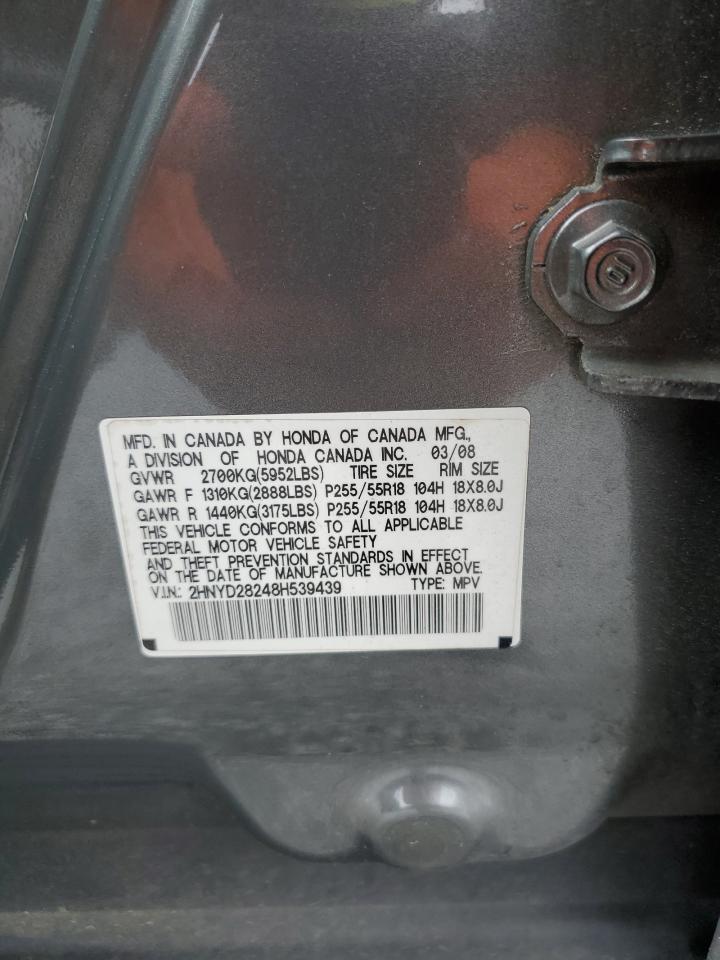 2008 Acura Mdx VIN: 2HNYD28248H539439 Lot: 56574695