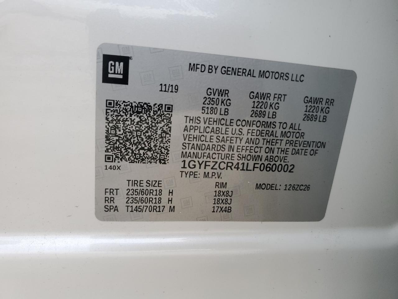 2020 Cadillac Xt4 Premium Luxury VIN: 1GYFZCR41LF060002 Lot: 55750225