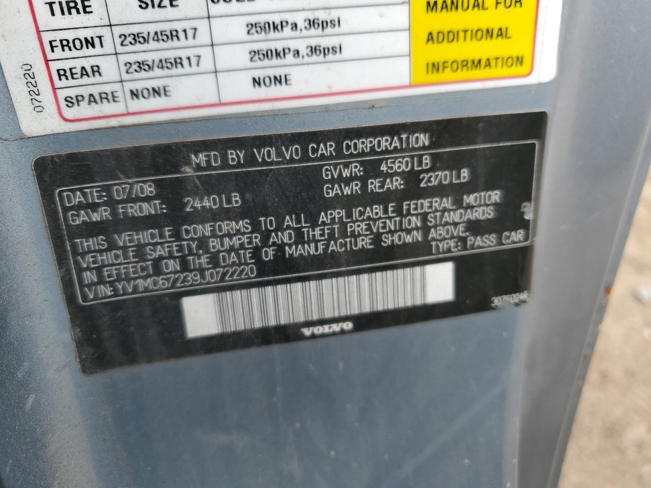 2009 Volvo C70 T5 VIN: YV1MC67239J072220 Lot: 57084425
