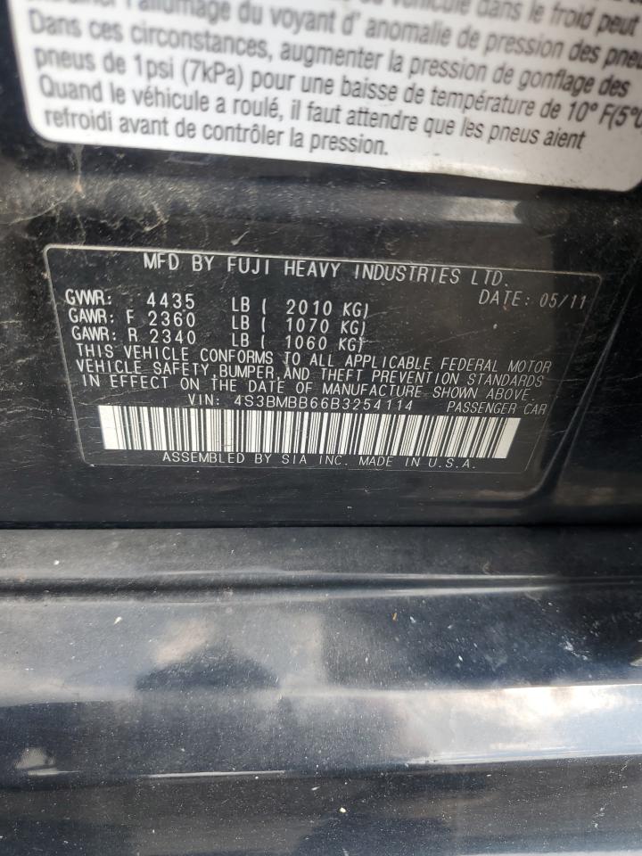 2011 Subaru Legacy 2.5I Premium VIN: 4S3BMBB66B3254114 Lot: 59033525